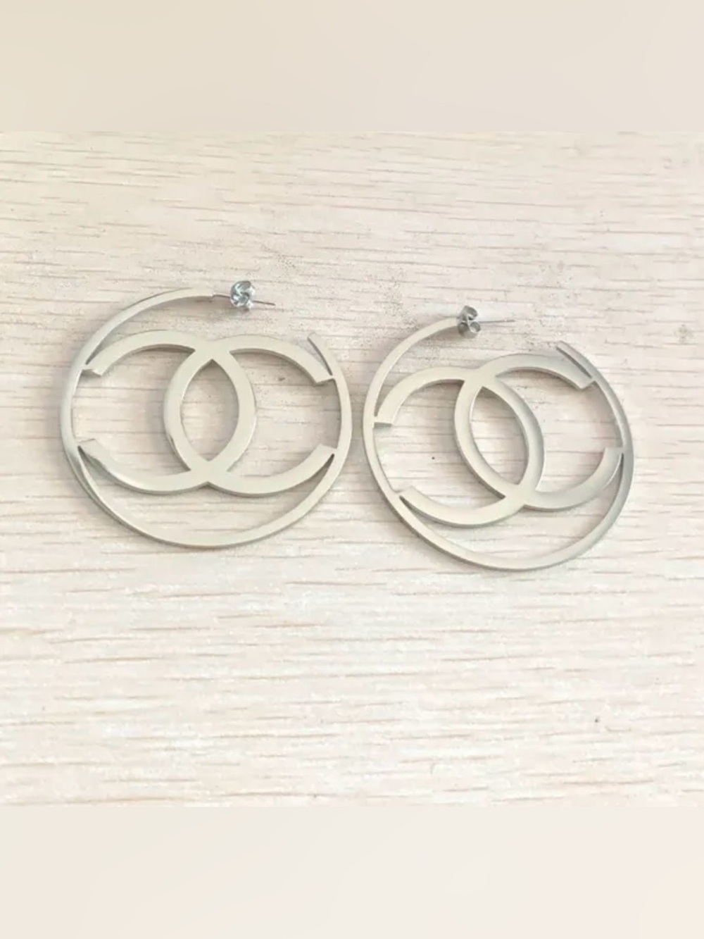 Fashion Jewelry Silver Plated Interlocking Logo C-C Luxury Stud Earrings